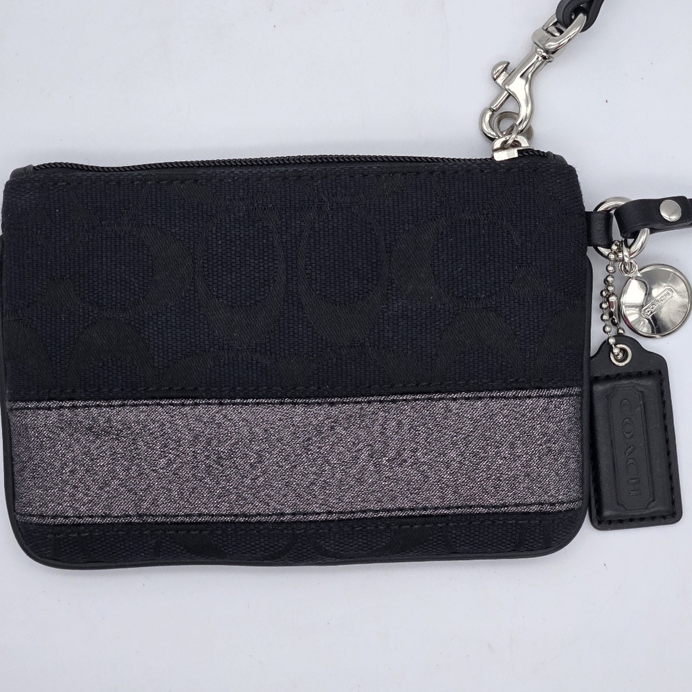 Coach signature stripe wristlet